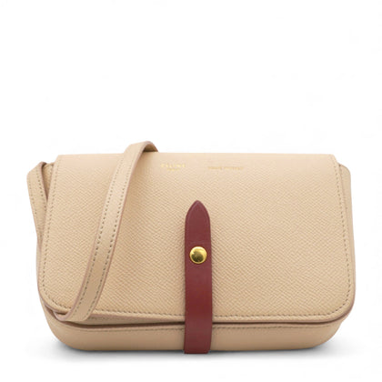 Strap Clutch in Taupe/Red