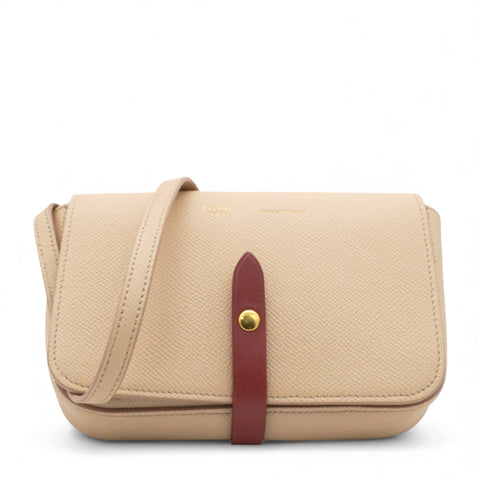 Strap Clutch in Taupe/Red