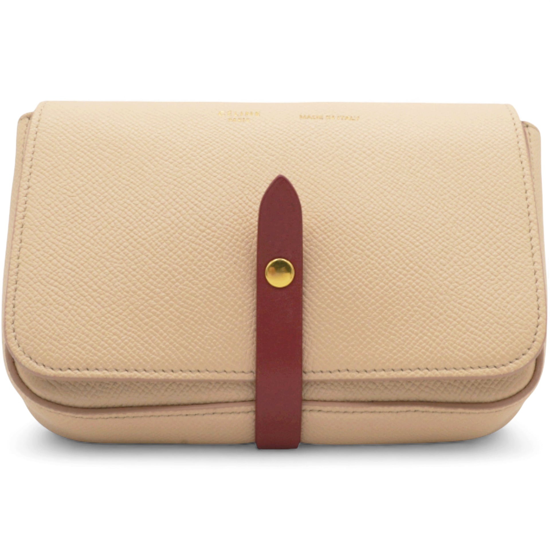 Strap Clutch in Taupe/Red