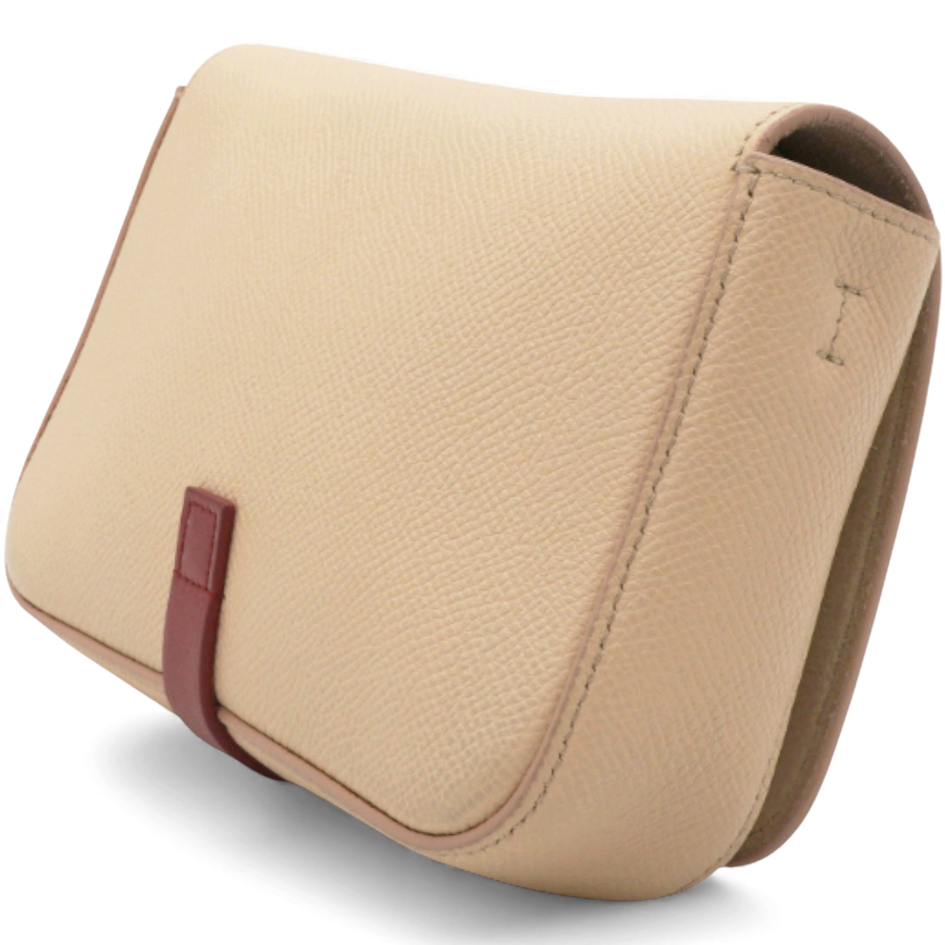 Strap Clutch in Taupe/Red