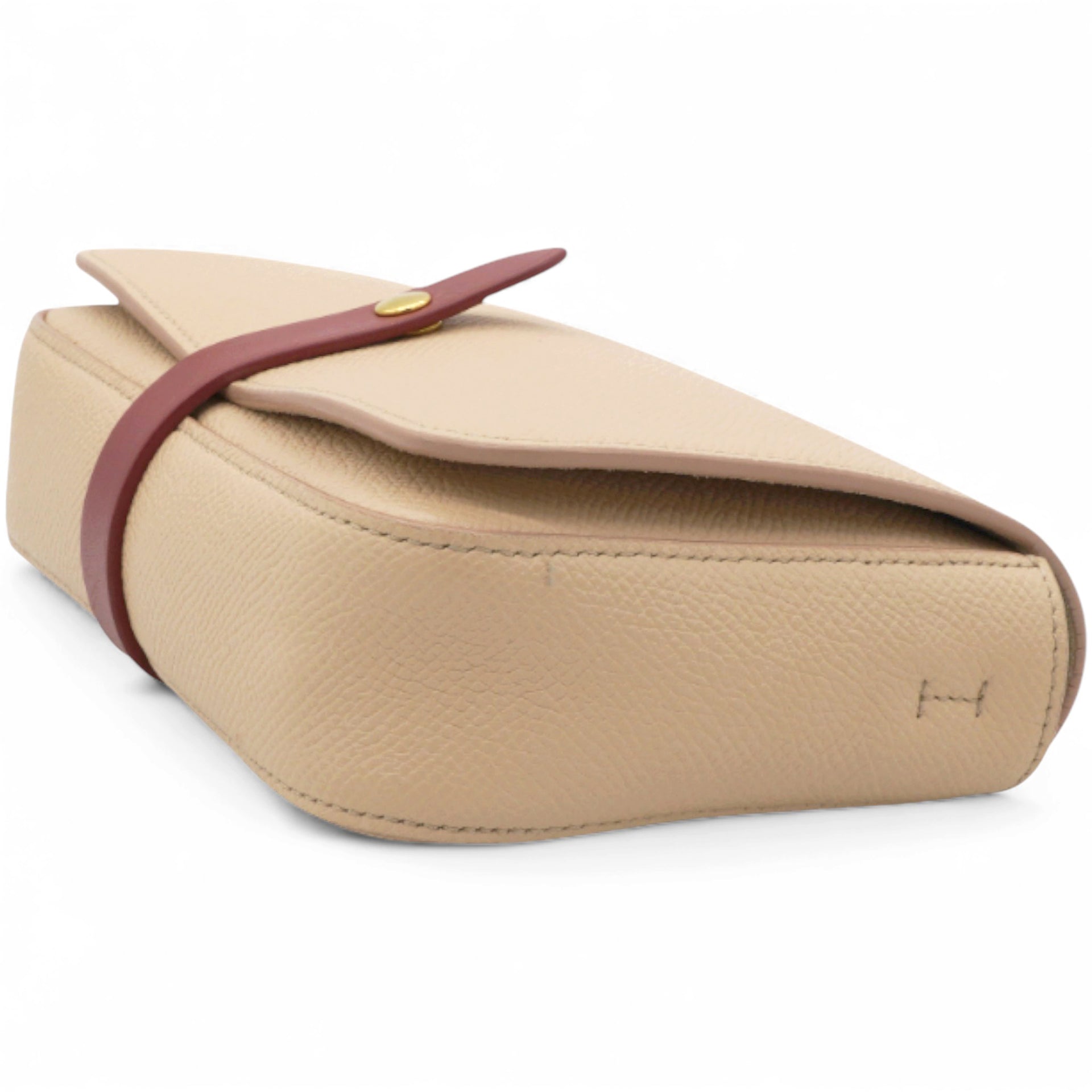 Strap Clutch in Taupe/Red