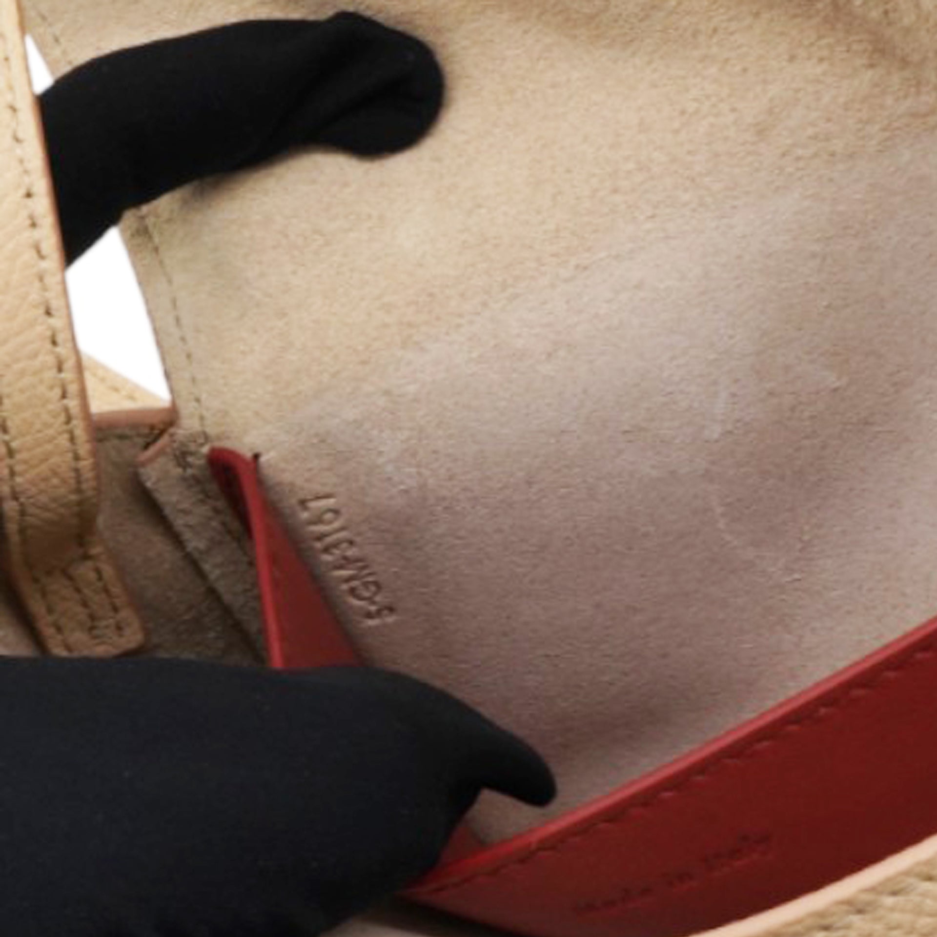 Strap Clutch in Taupe/Red