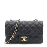 Black Quilted Caviar Leather Classic Mini Flap Bag