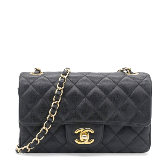 Black Quilted Caviar Leather Classic Mini Flap Bag