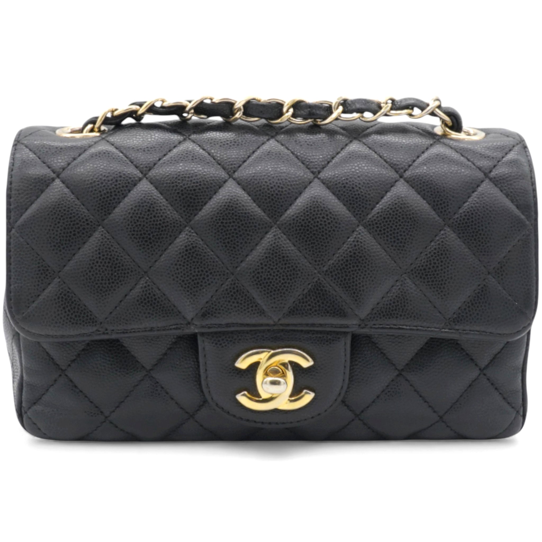 Black Quilted Caviar Leather Classic Mini Flap Bag