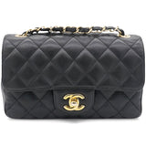 Black Quilted Caviar Leather Classic Mini Flap Bag