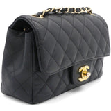 Black Quilted Caviar Leather Classic Mini Flap Bag