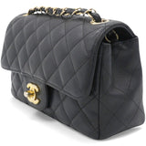 Black Quilted Caviar Leather Classic Mini Flap Bag