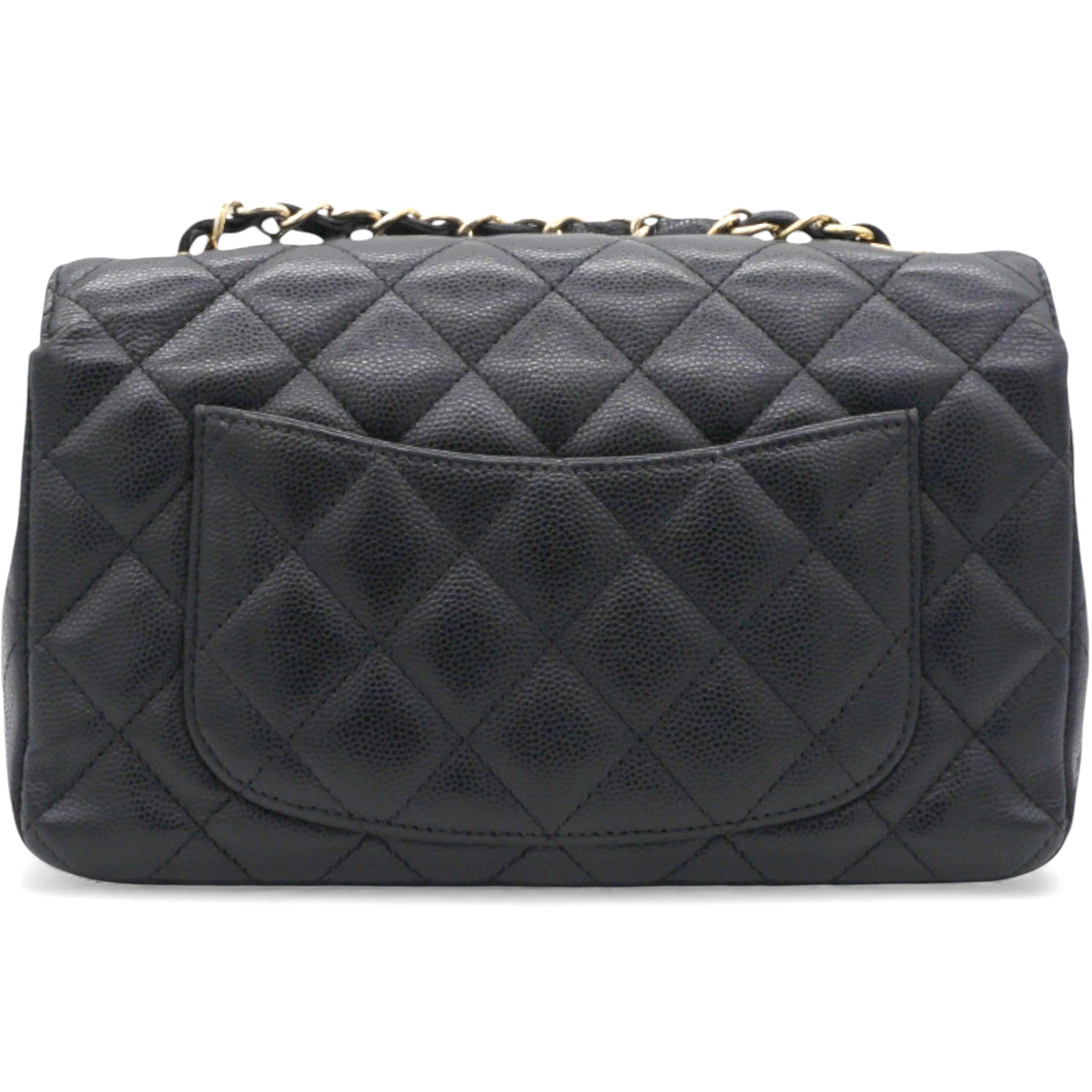 Black Quilted Caviar Leather Classic Mini Flap Bag