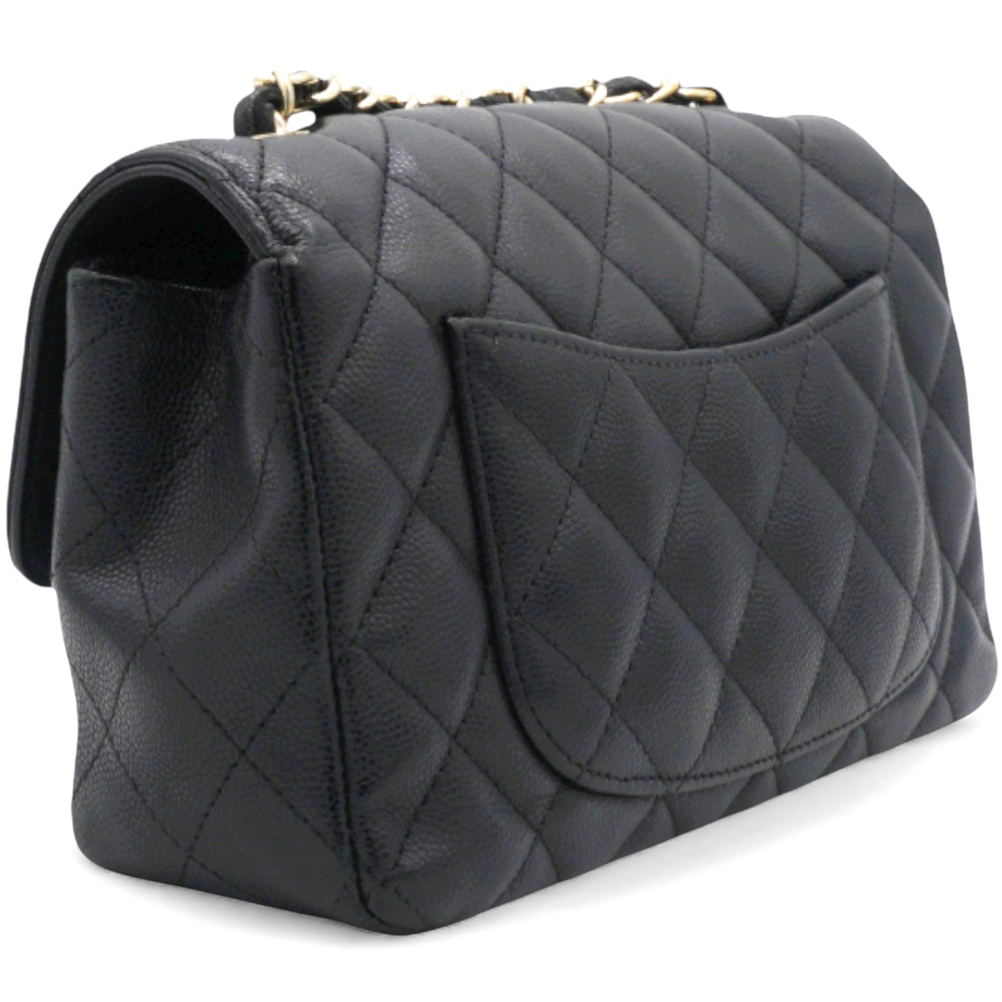 Black Quilted Caviar Leather Classic Mini Flap Bag