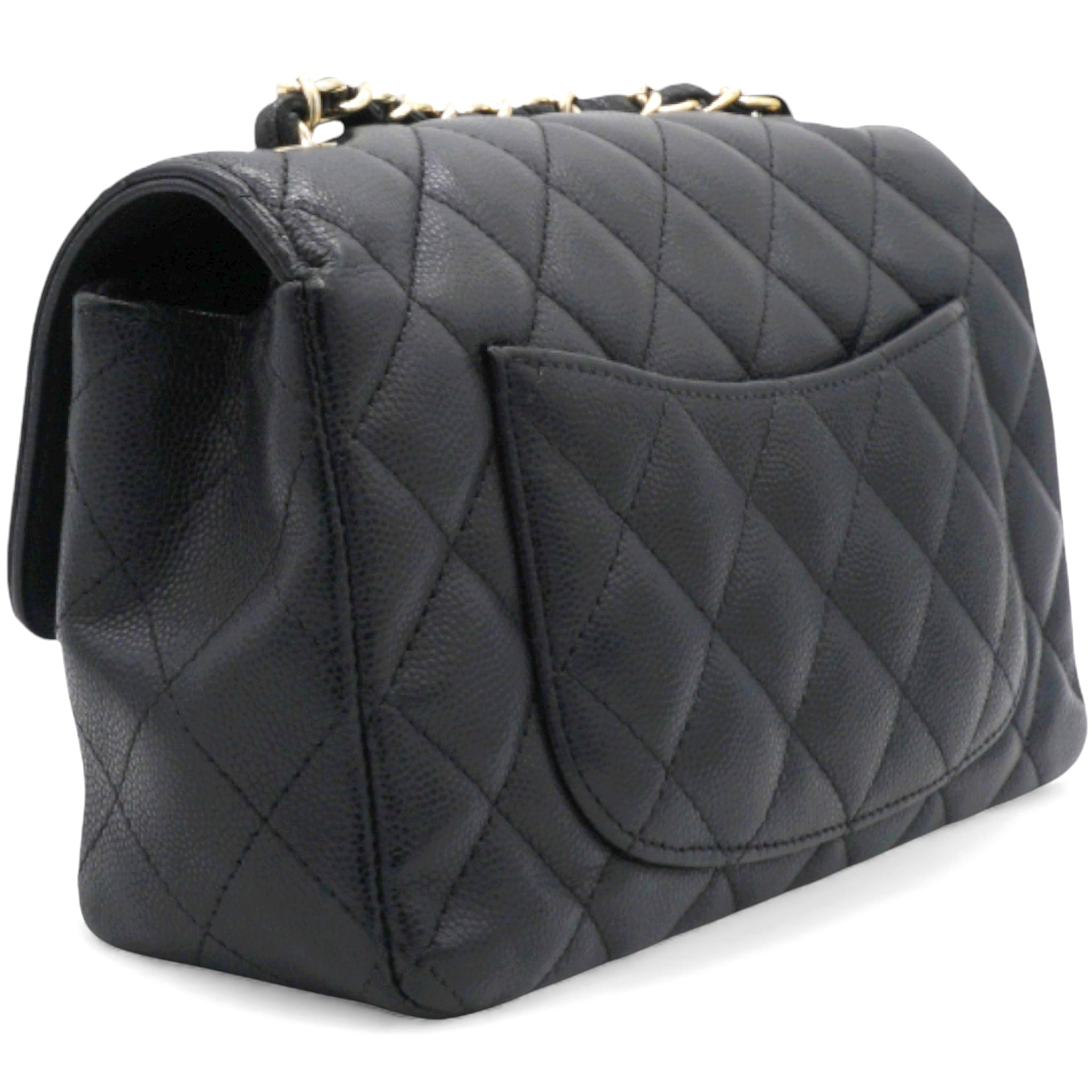 Black Quilted Caviar Leather Classic Mini Flap Bag