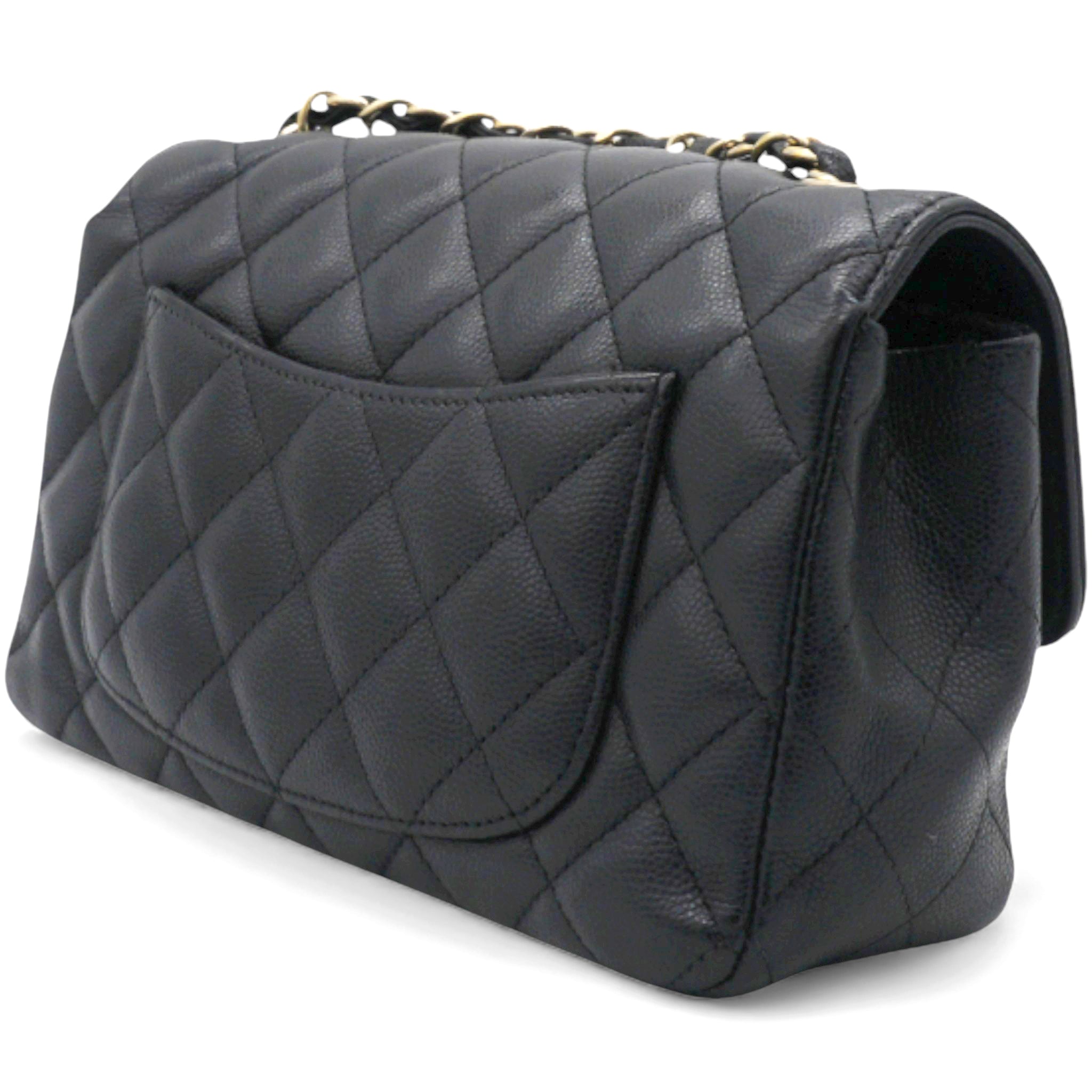 Black Quilted Caviar Leather Classic Mini Flap Bag