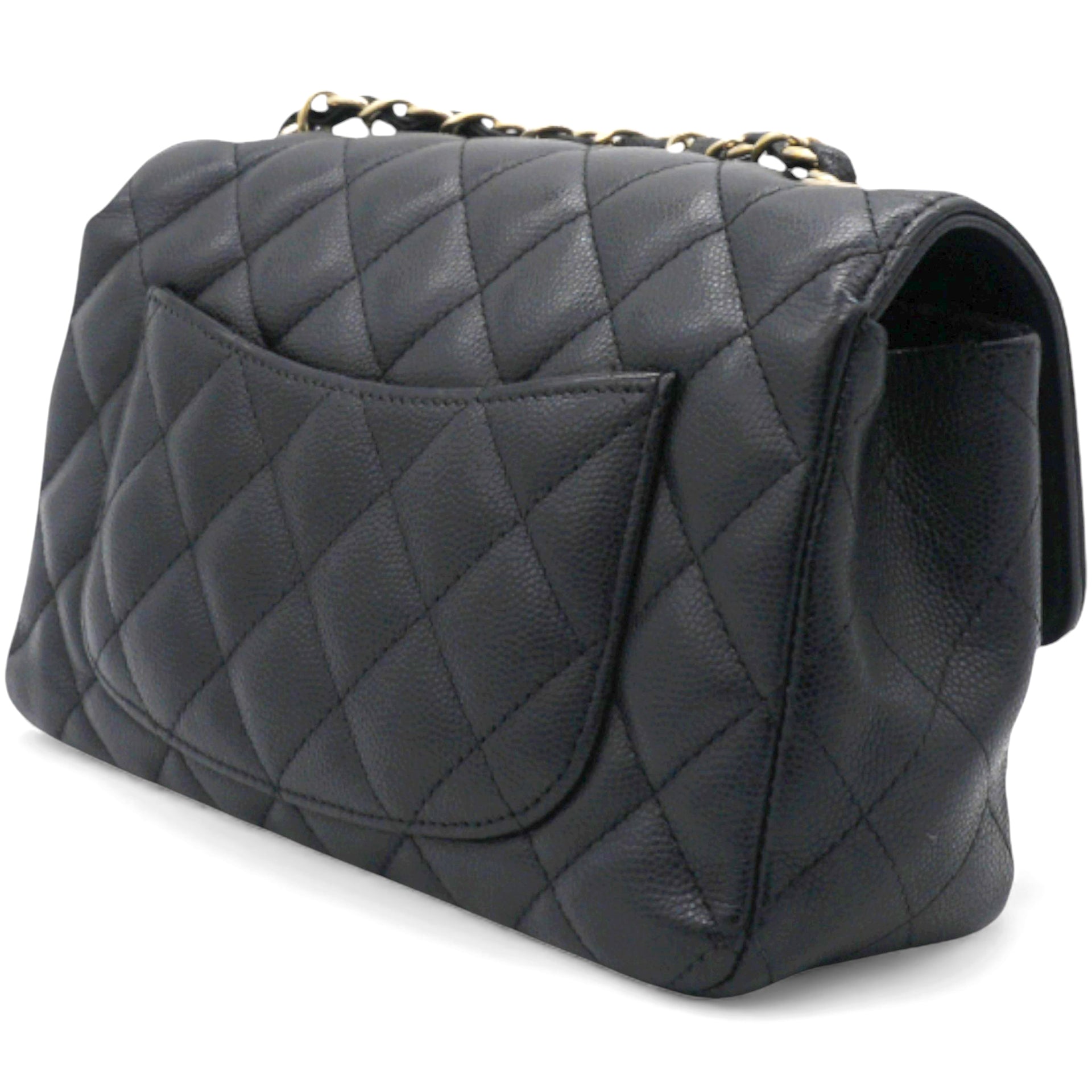 Black Quilted Caviar Leather Classic Mini Flap Bag