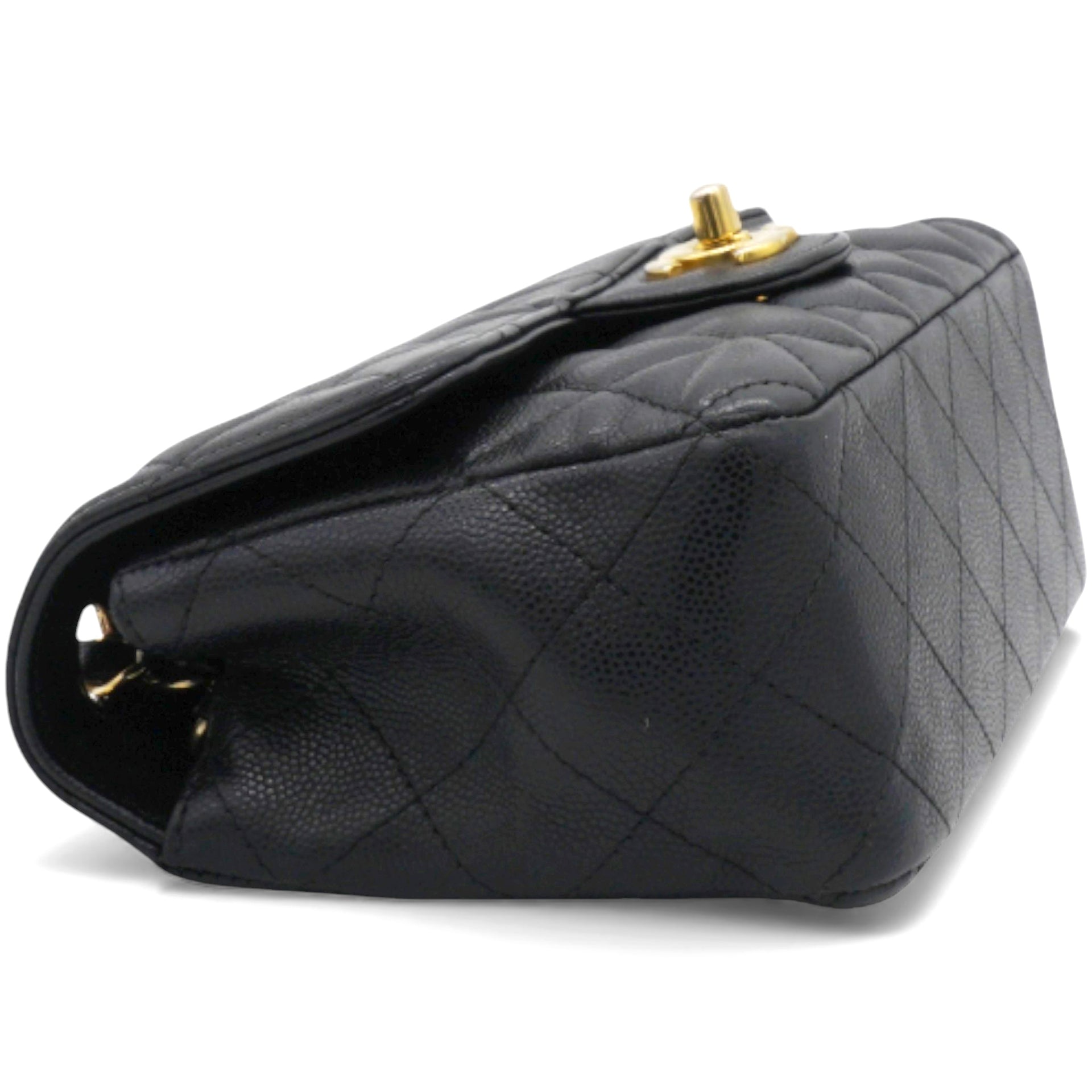 Black Quilted Caviar Leather Classic Mini Flap Bag