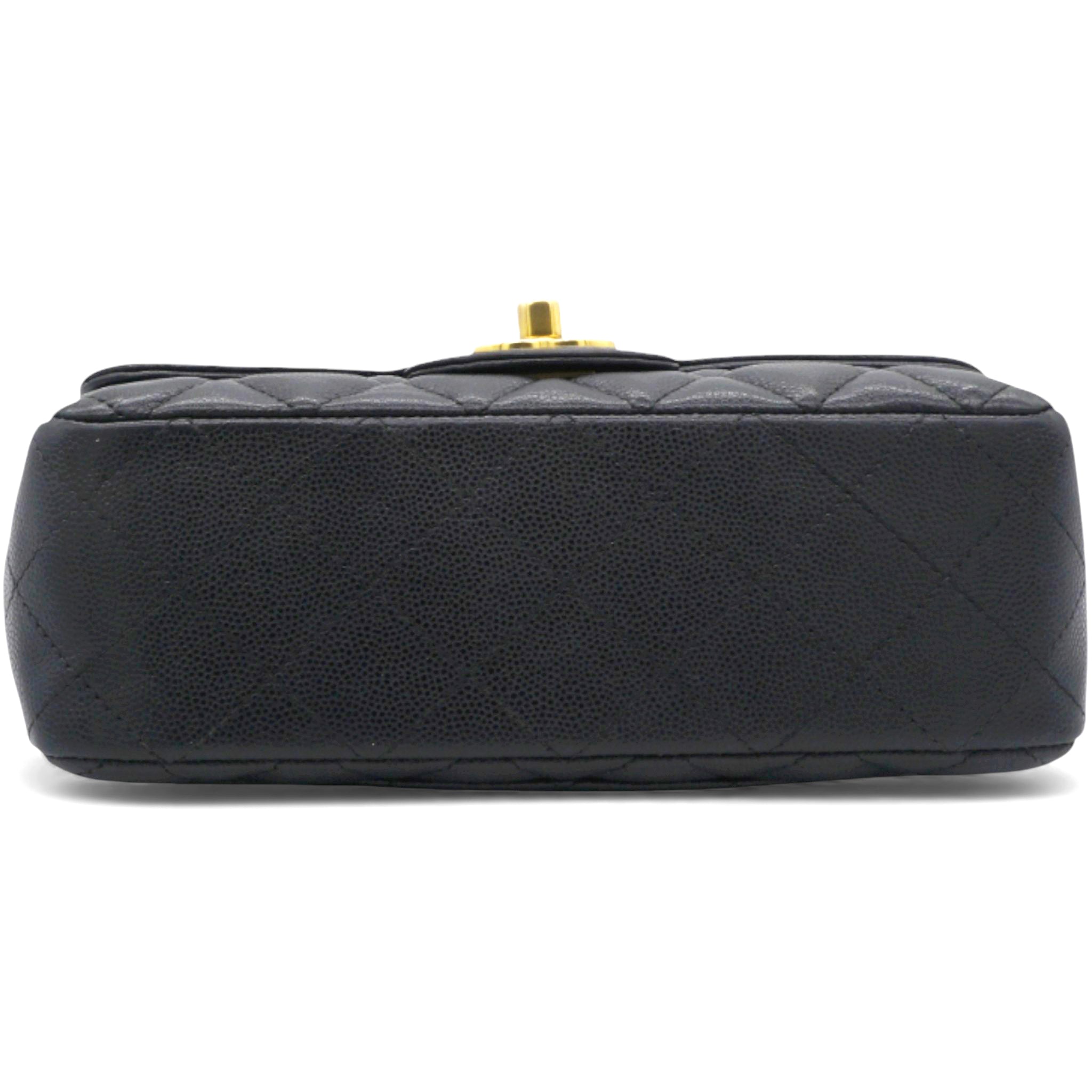 Black Quilted Caviar Leather Classic Mini Flap Bag