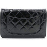 Black Quilted Patent Leather Classic WOC Clutch Bag