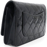 Black Quilted Patent Leather Classic WOC Clutch Bag