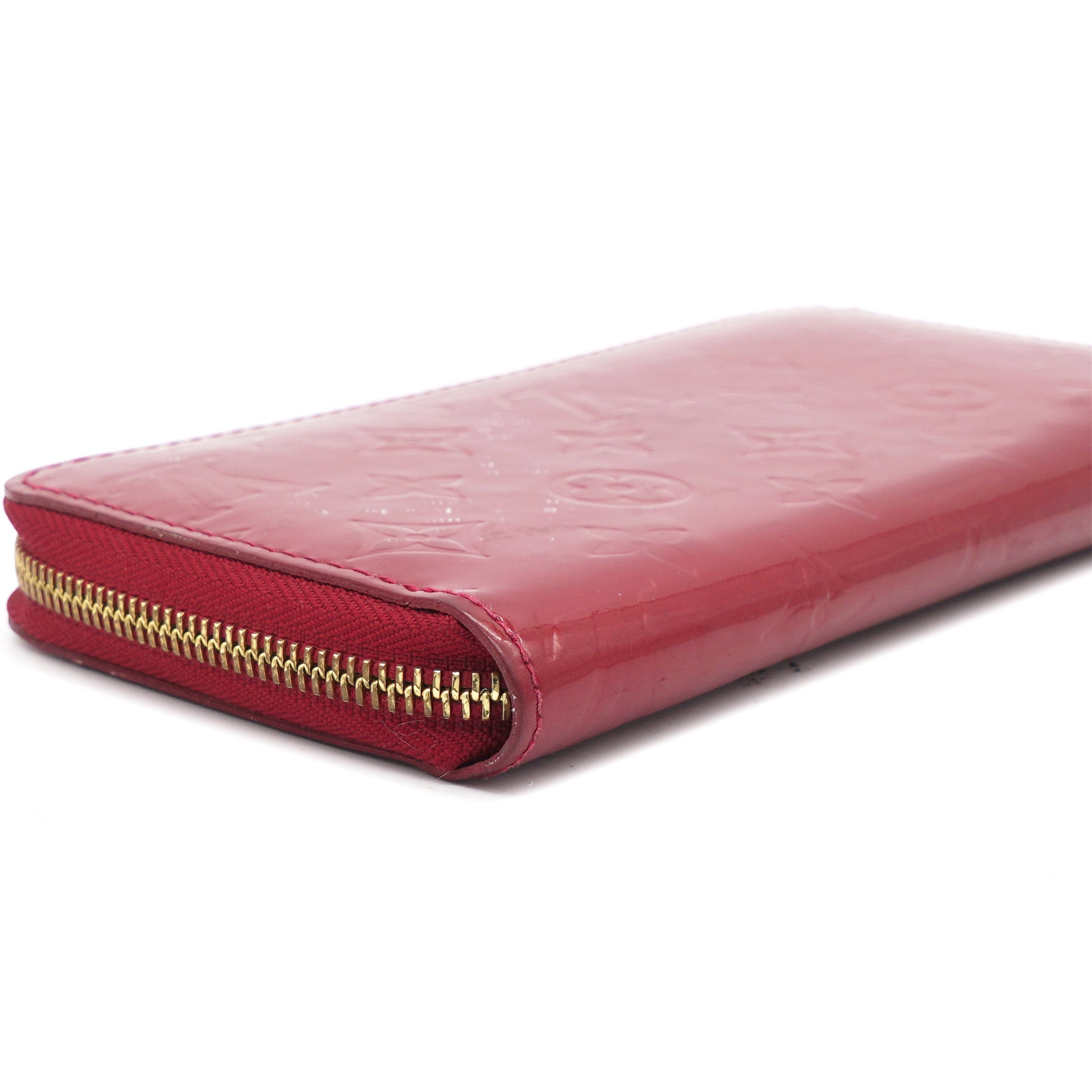 LOUIS VUITTON c.2015 “Clemence” Red Monogram Vernis Patent Leather Zippy  Wallet