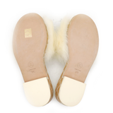 White Shearling Black CC Logo Mule Size37