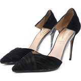 Ruched Leather and PVC Black Pumps 36.5