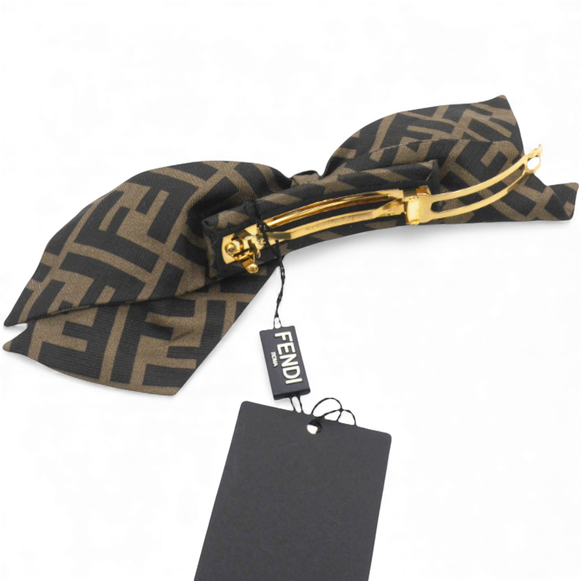 Brown Zucca Monogram Bow Hair Clip