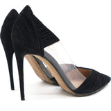 Ruched Leather and PVC Black Pumps 36.5