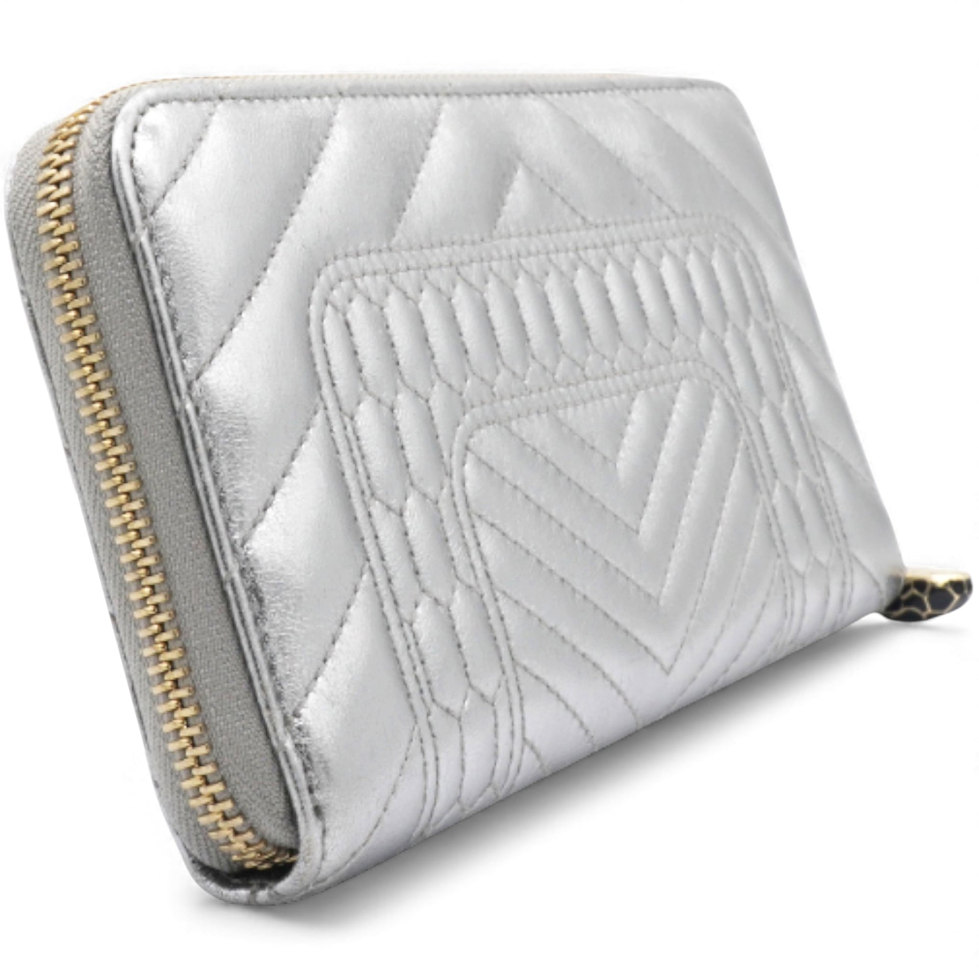 Authentic Leather Long Wallet Serpenti Forever Silver Rare