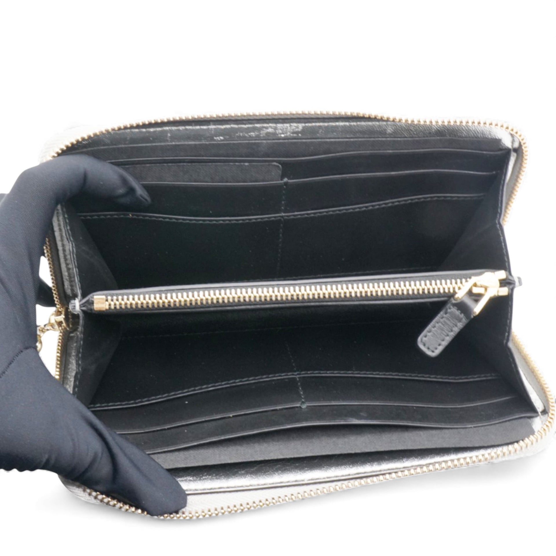 Authentic Leather Long Wallet Serpenti Forever Silver Rare