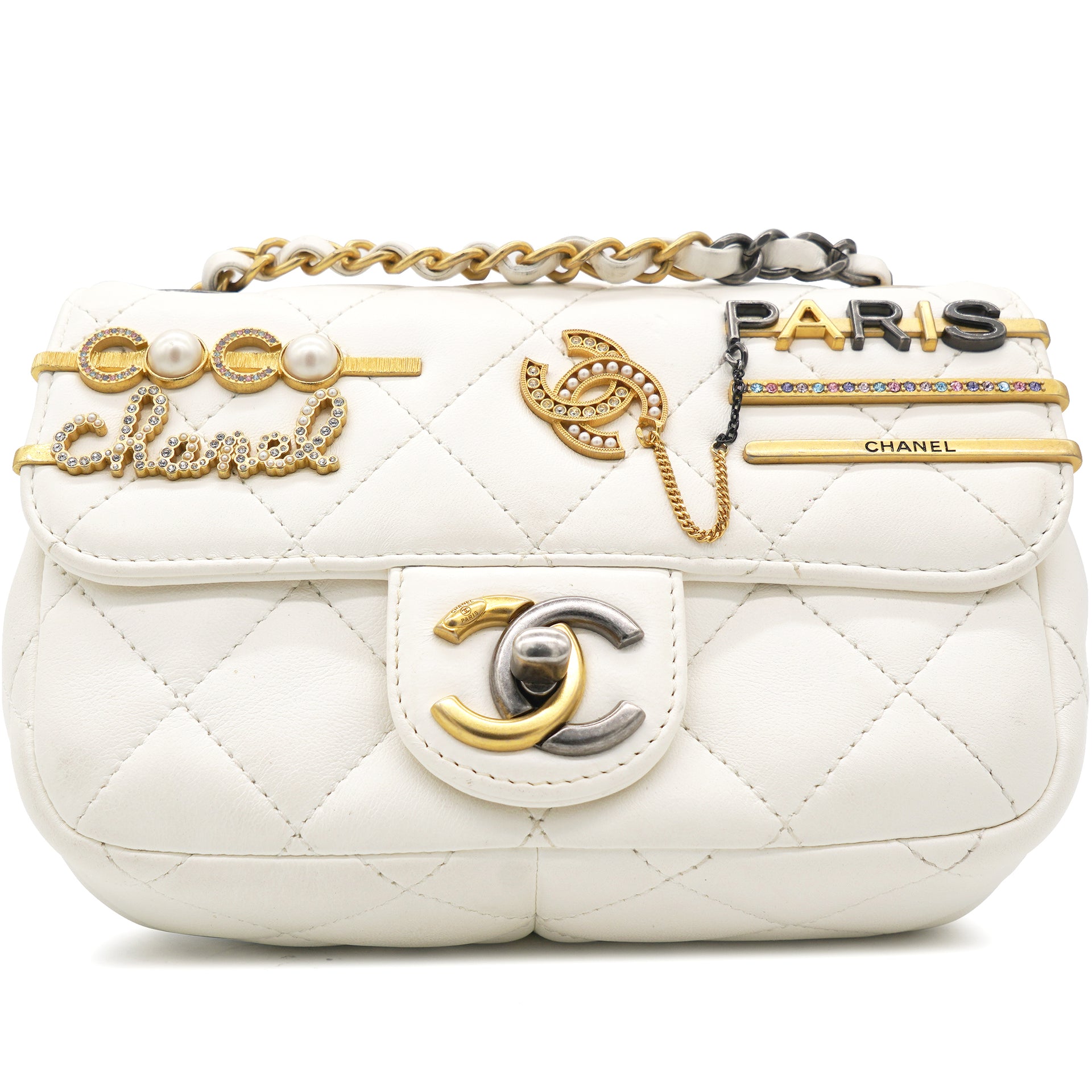 Chanel Top Handle Mini Rectangular Flap Bag with Charm White Lambskin – Coco  Approved Studio