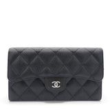 Caviar Quilted Long Wallet Black