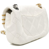 Lambskin Quilted Mini Coco Clips Flap White