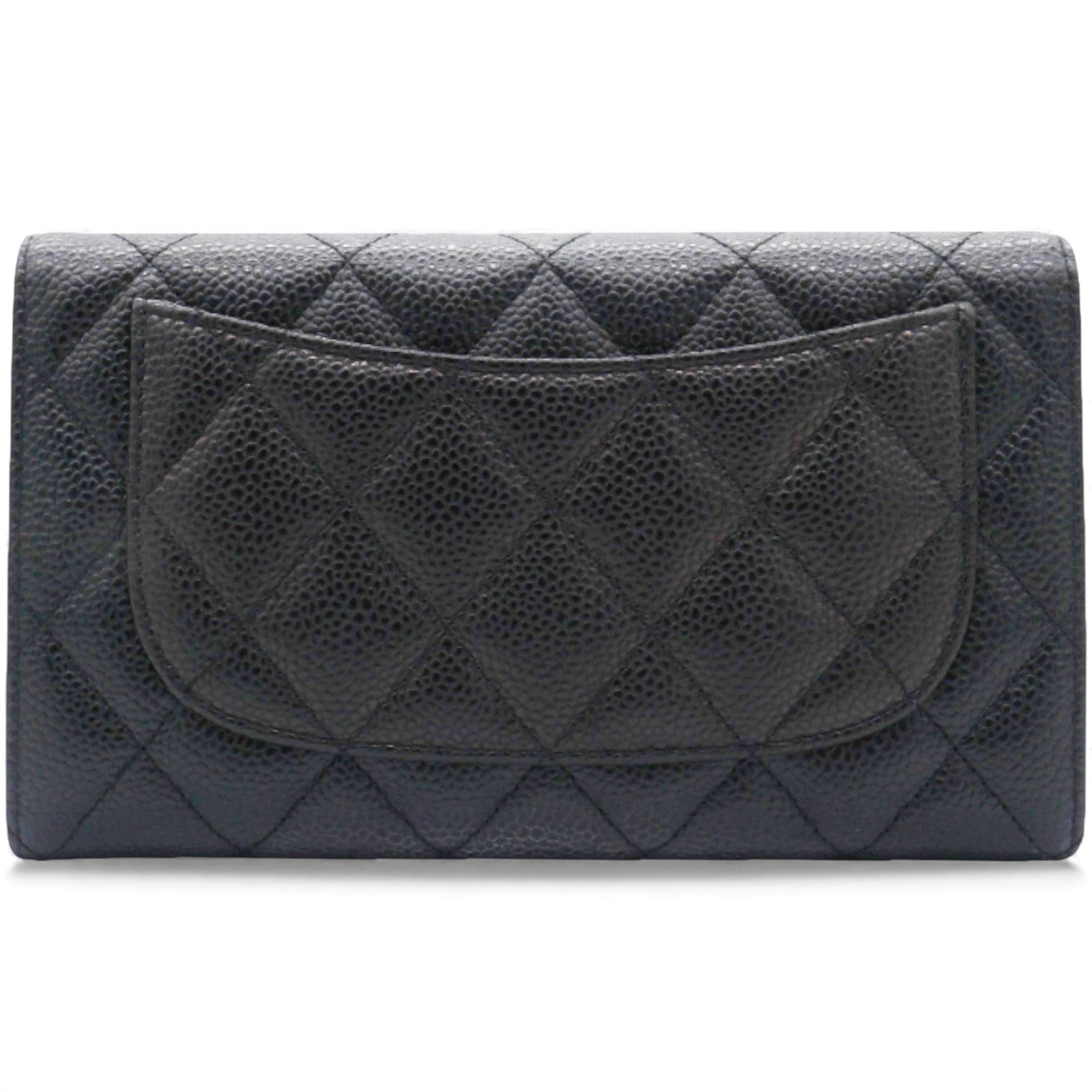 Caviar Quilted Long Wallet Black