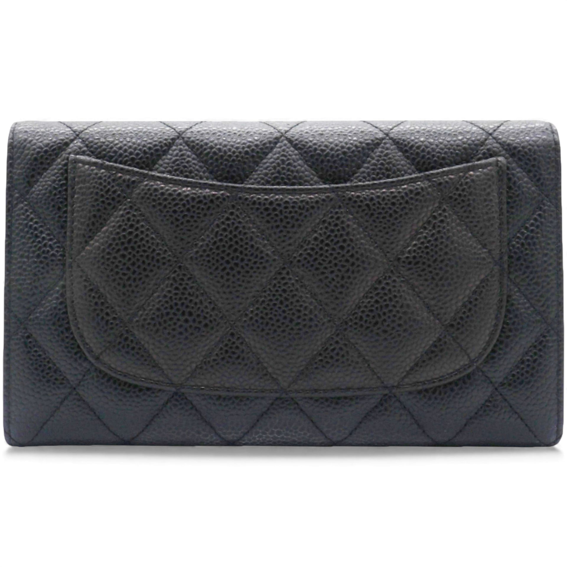 Caviar Quilted Long Wallet Black