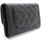 Caviar Quilted Long Wallet Black