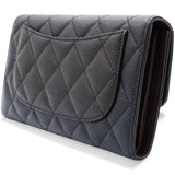 Caviar Quilted Long Wallet Black