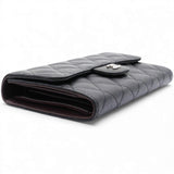 Caviar Quilted Long Wallet Black