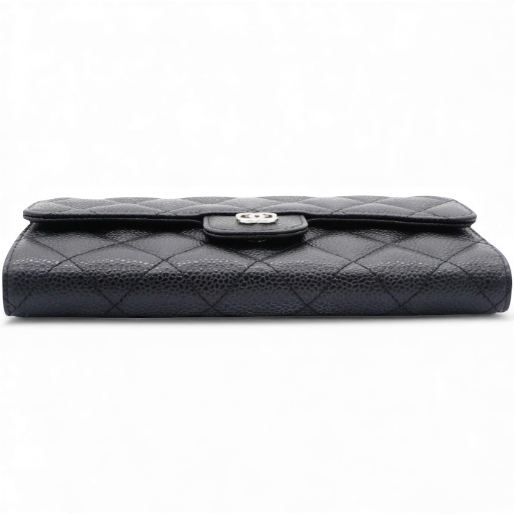 Caviar Quilted Long Wallet Black