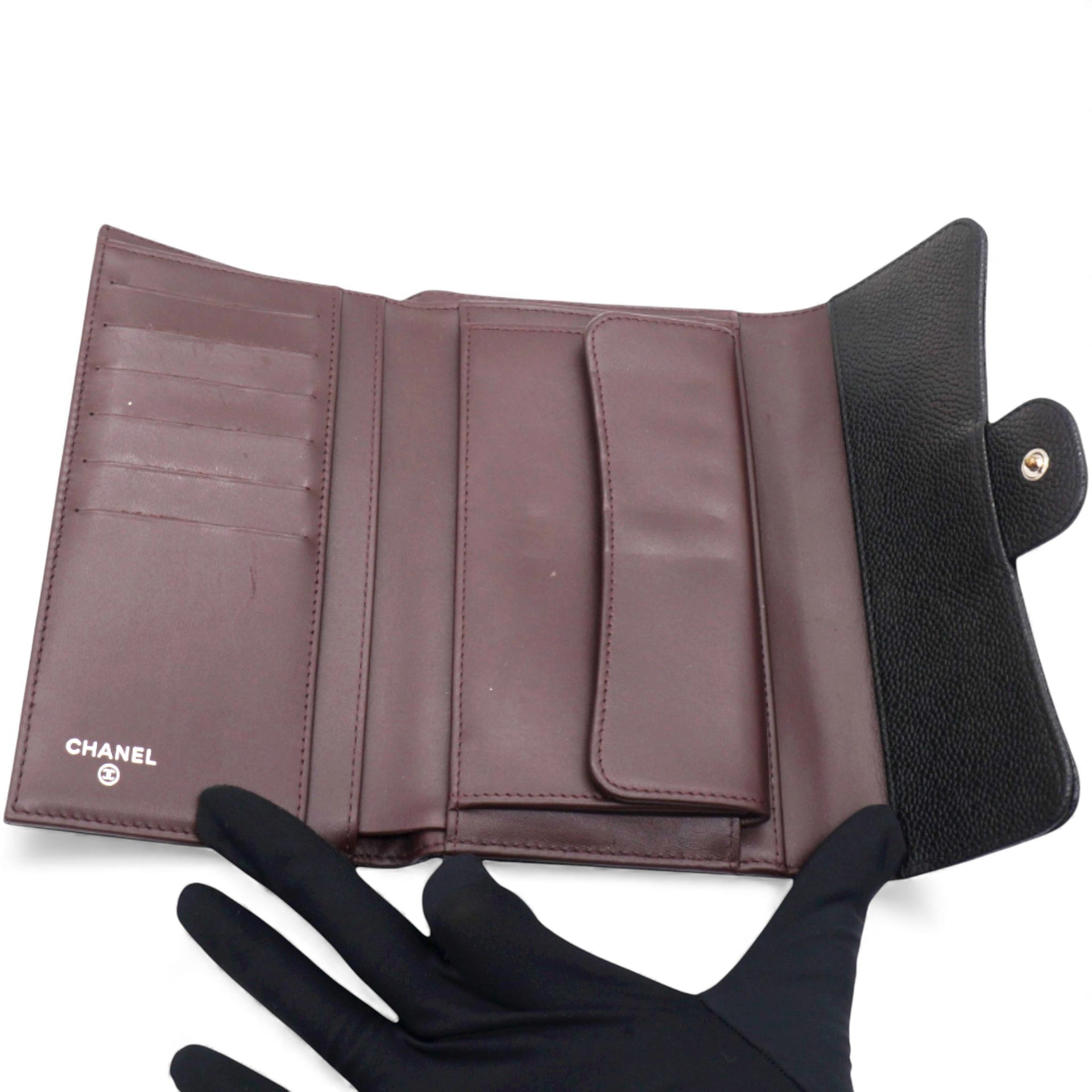 Caviar Quilted Long Wallet Black