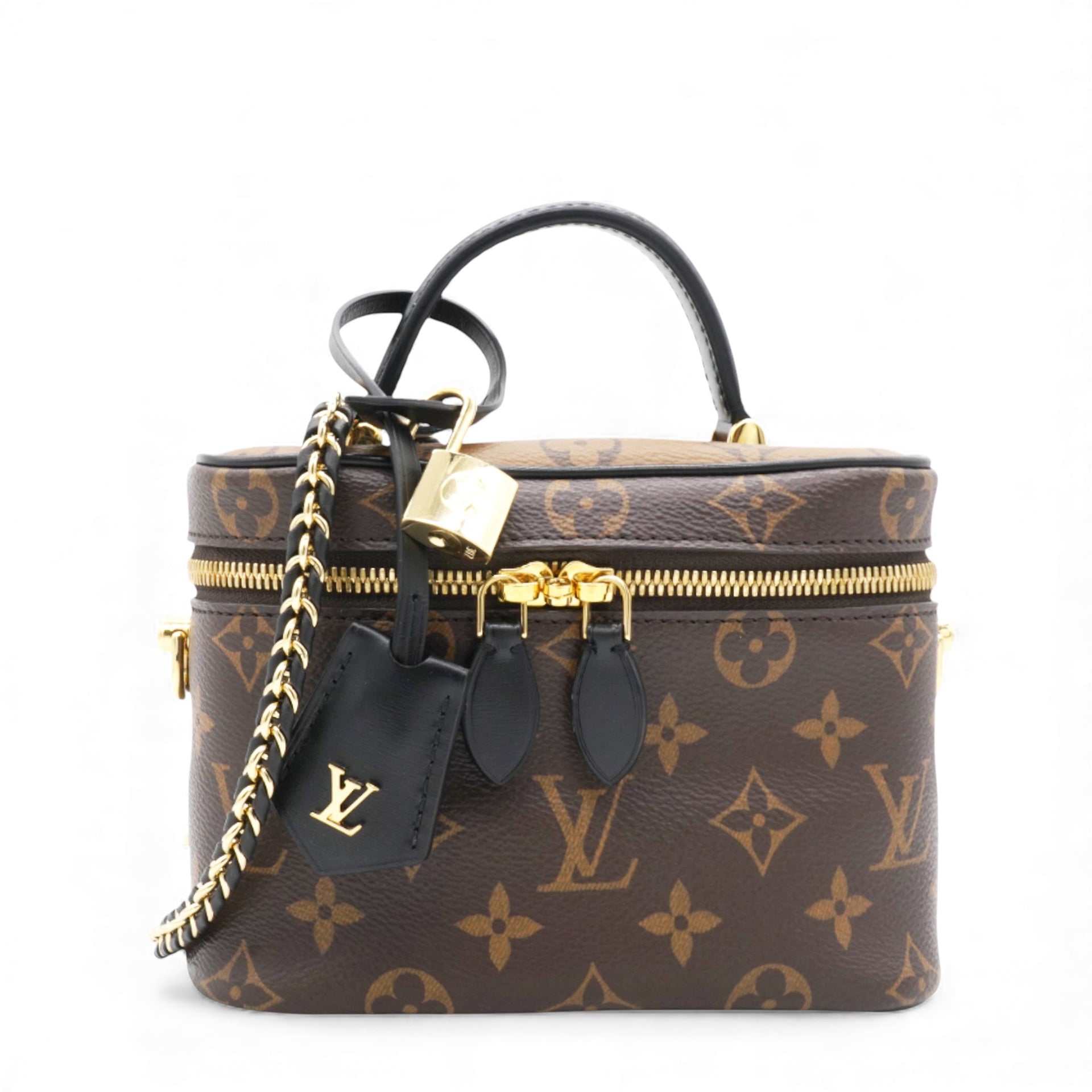 Reverse Monogram Vanity Chain Pouch Brown