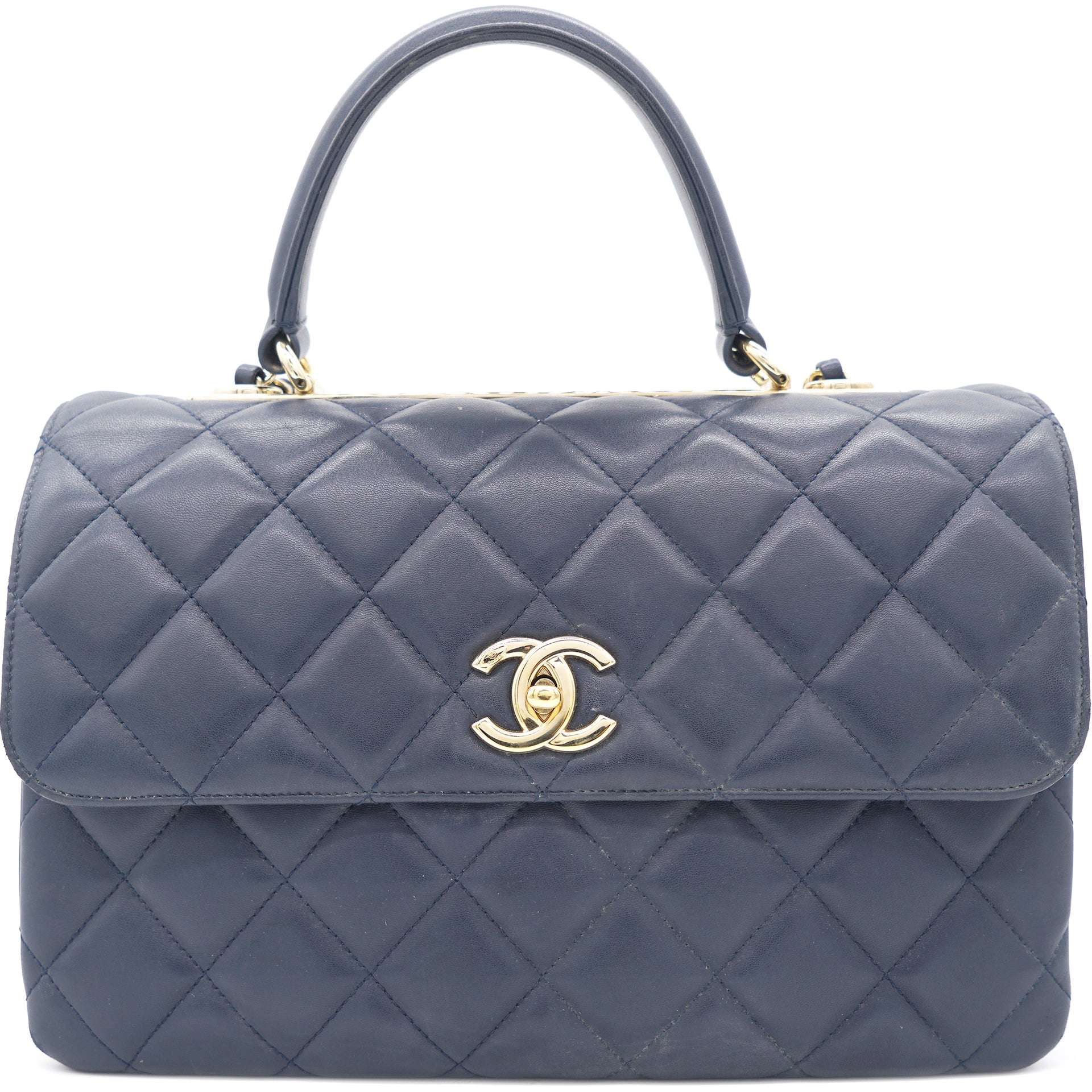 Chanel Navy Blue Quilted Lambskin Medium Trendy CC Flap Top Handle