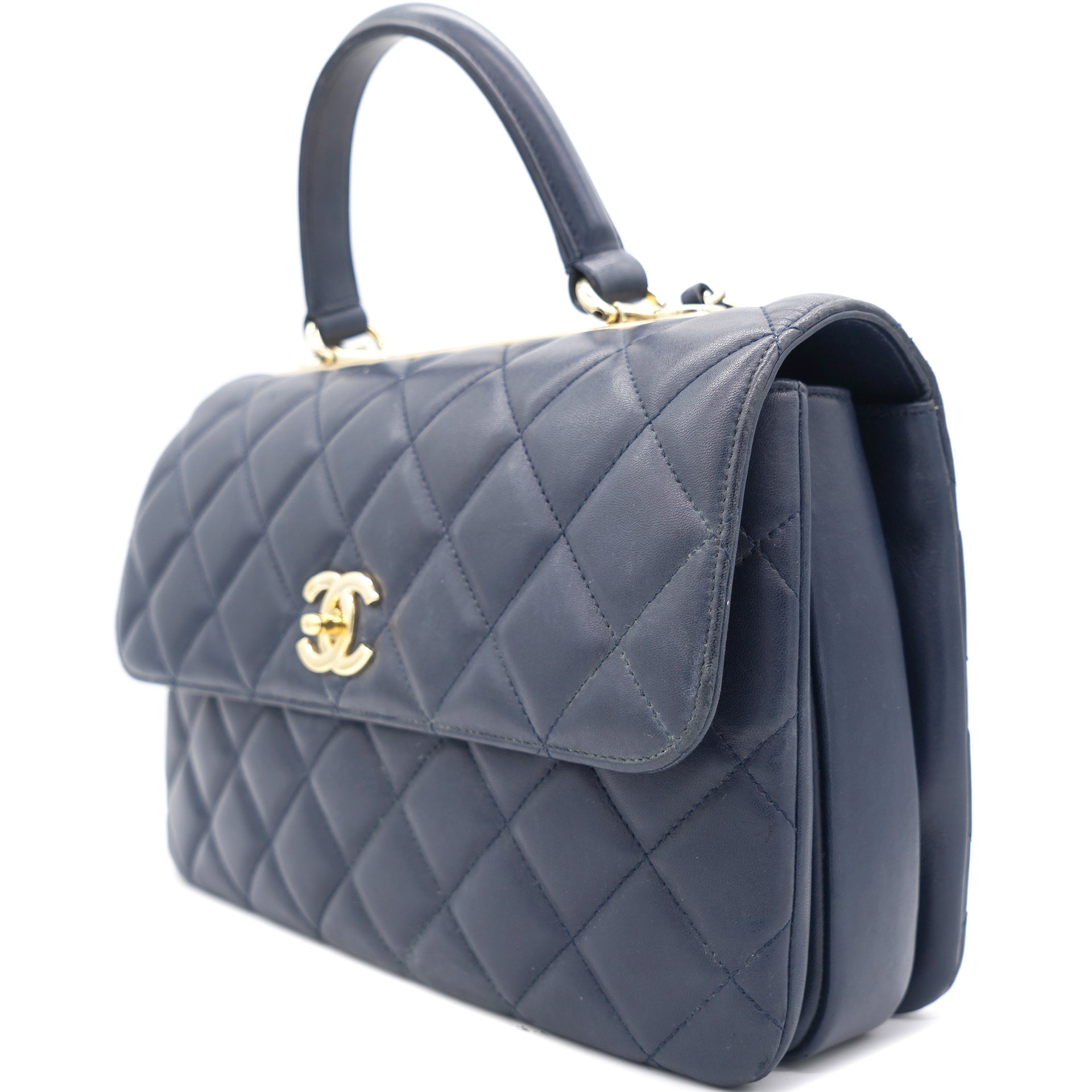 Chanel Navy Blue Quilted Lambskin Medium Trendy CC Flap Top Handle