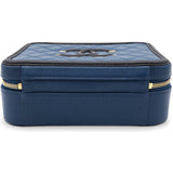 Navy/Black Quilted Caviar Leather Medium CC Filigree Vanity Case Bag