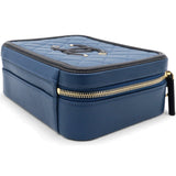 Navy/Black Quilted Caviar Leather Medium CC Filigree Vanity Case Bag