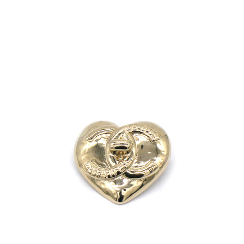 CC Heart Metal Gold Brooch