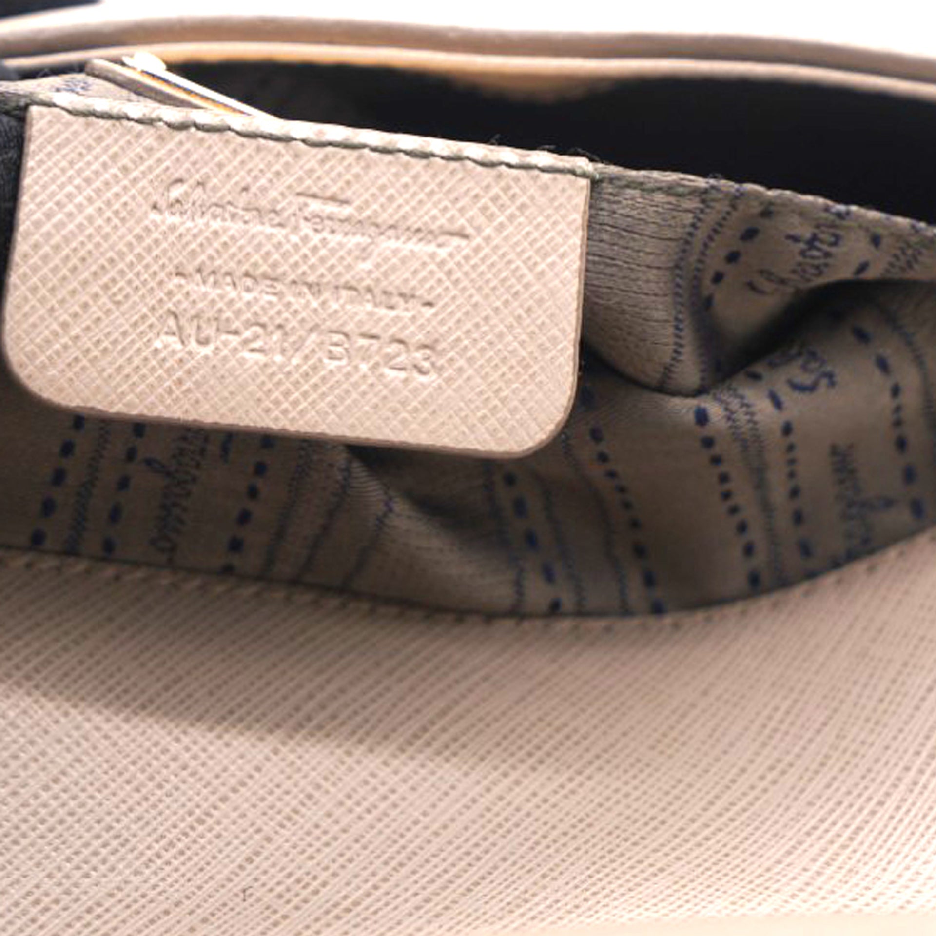 Metallic Beige Leather Gancini Flap Bag