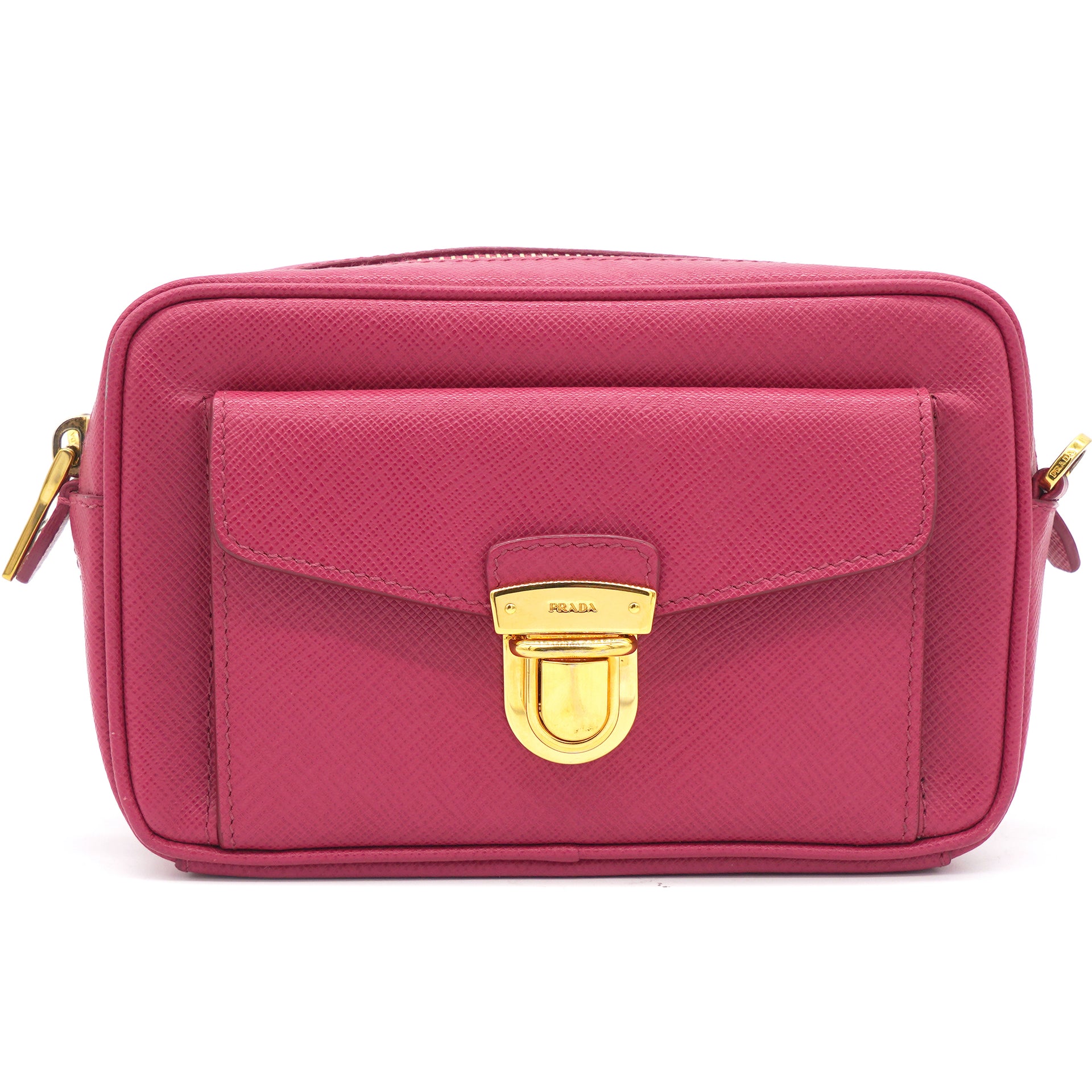 Prada Pink Saffiano Lux Leather Camera Crossbody Bag Prada