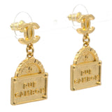 CC Logo Rue Cambon Drop Earrings Gold Tone