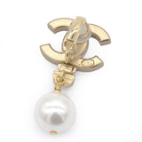 CC Logo Drop Earrings Crystal/Pearl Light Gold Tone