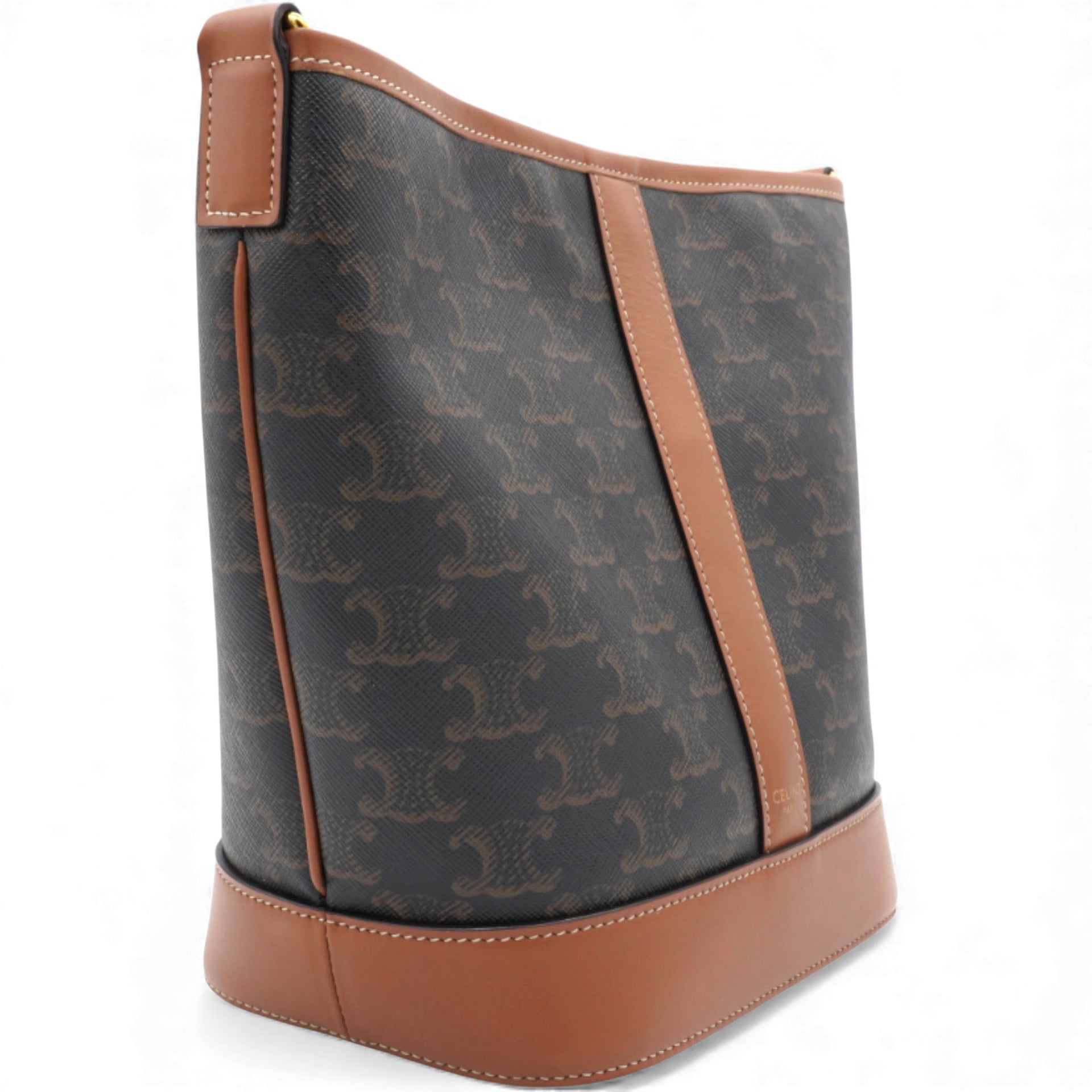 Triomphe Canvas Bucket Bag Tan