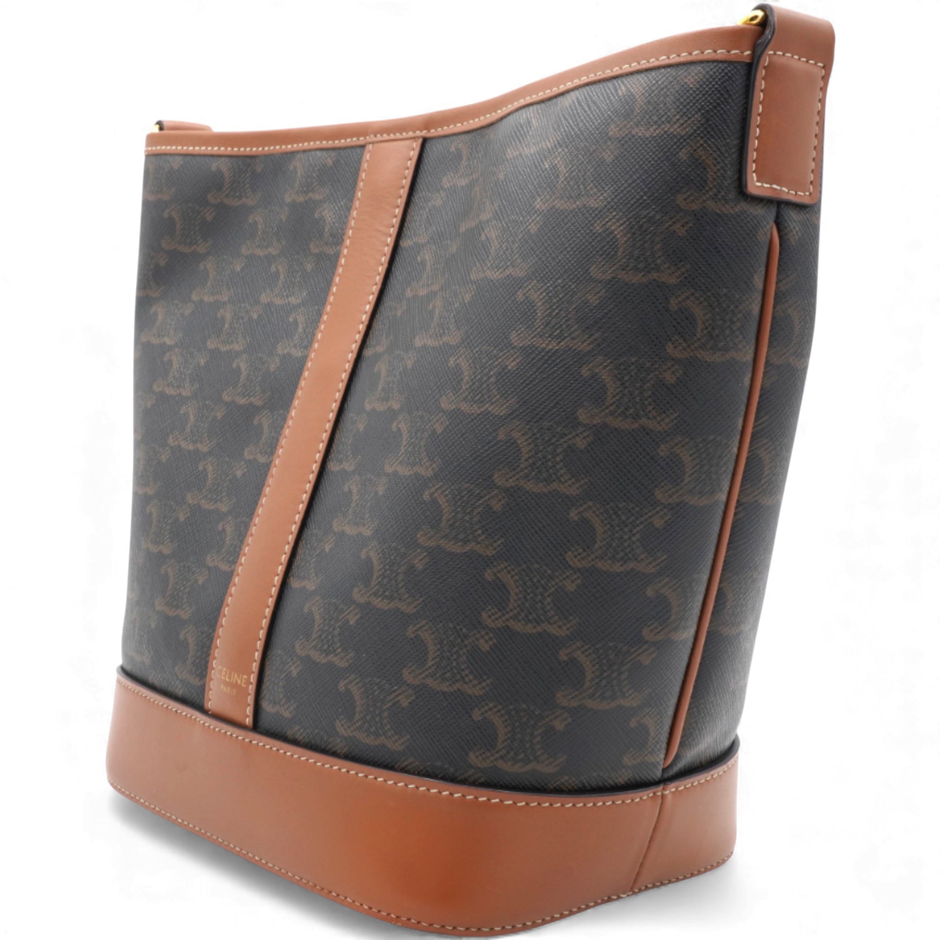 Triomphe Canvas Bucket Bag Tan